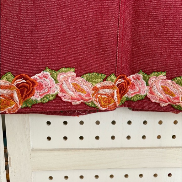 Canyon River Blues Red Mini Skirt with Floral Embroidery - Picture 5 of 7